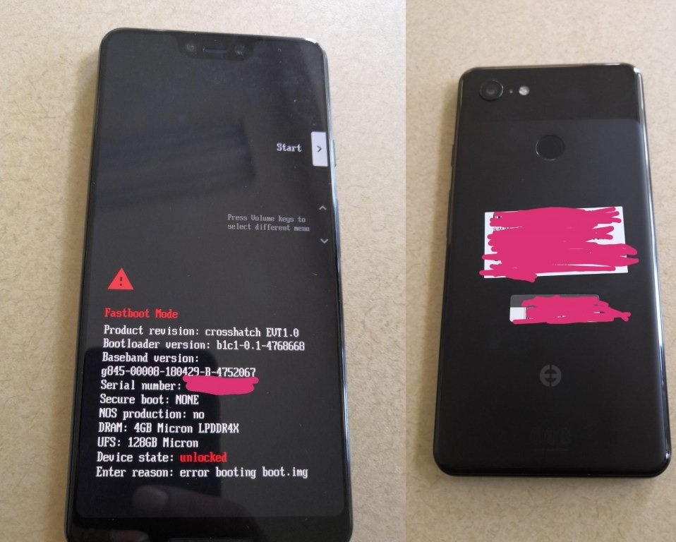 Fotografías de un prototipo del Google Pixel 3 XL