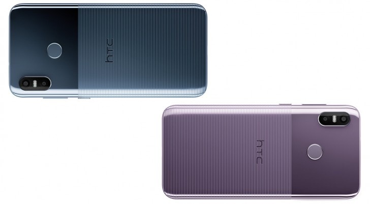 Render del dorso del HTC U12 Life en colores "Moonlight Blue" y "Twilight Purple".