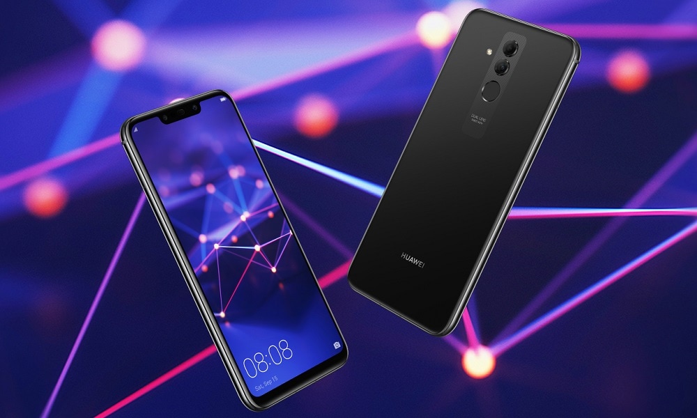 Supuesto render oficial del frente y dorso del Huawei Mate 20 Lite negro.