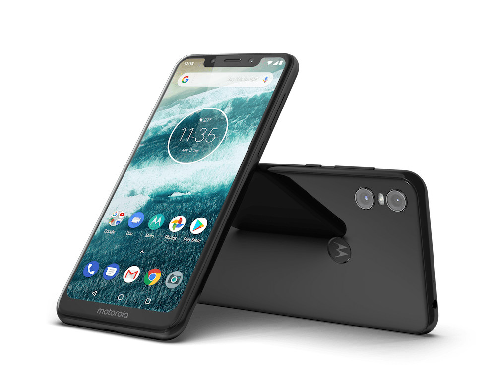 Render oficial del frente y dorso del Motorola One.