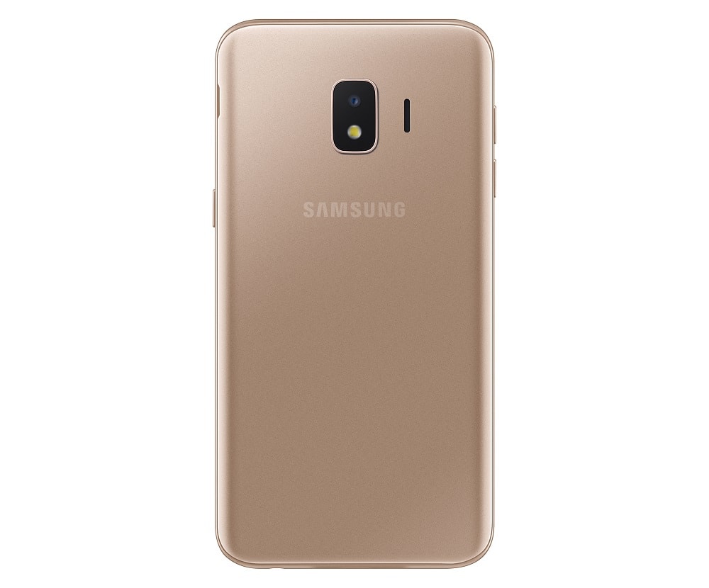 Render oficial del dorso del Samsung Galaxy J2 Core color dorado.