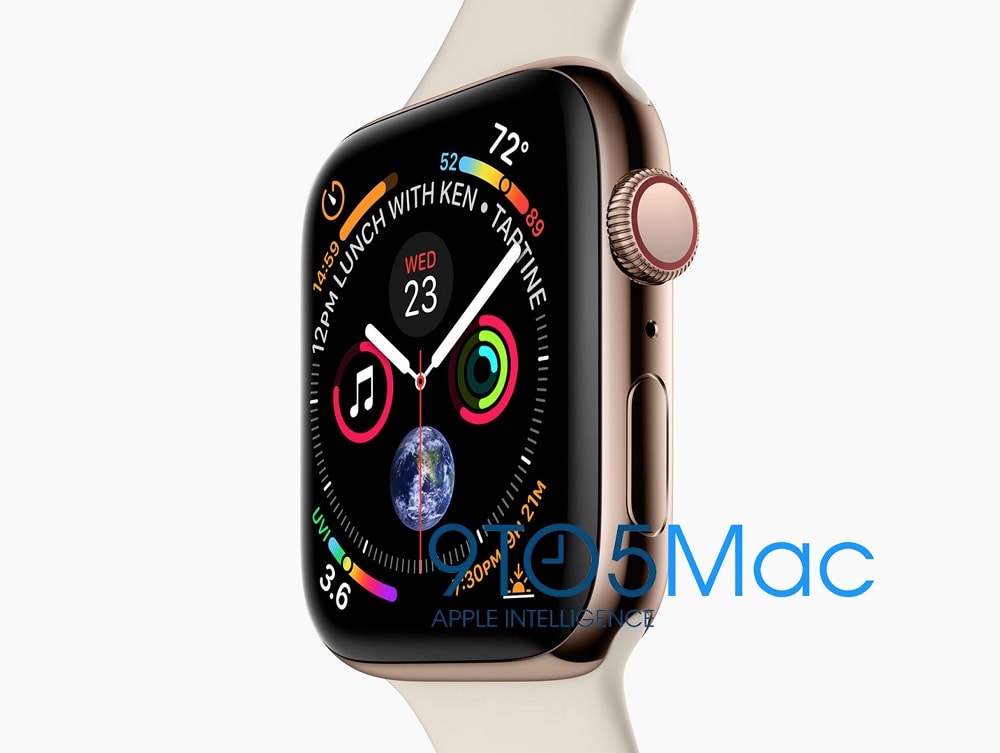 Render frontal filtrado de la Apple Watch Series 4.