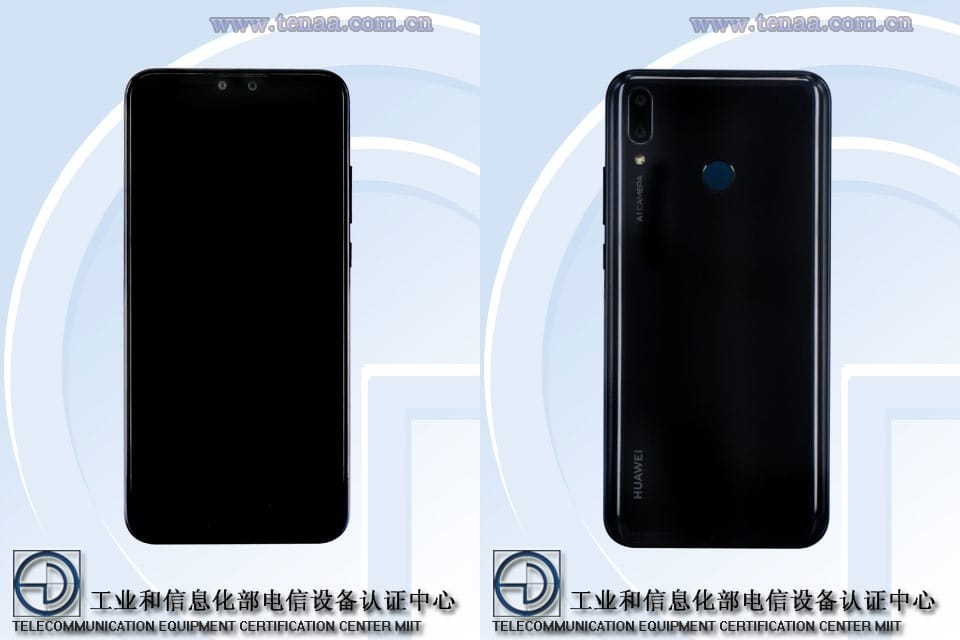Render del frente y dorso del supuesto Huawei Y9 (2019).