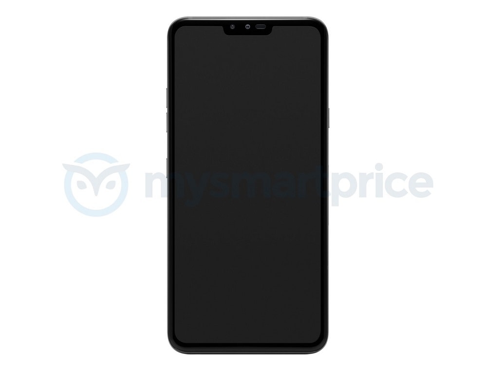 Render filtrado del frente del LG V40 ThinQ.