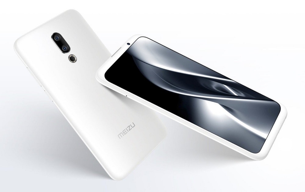 Render oficial del frente y dorso del Meizu 16X color "Ru White".