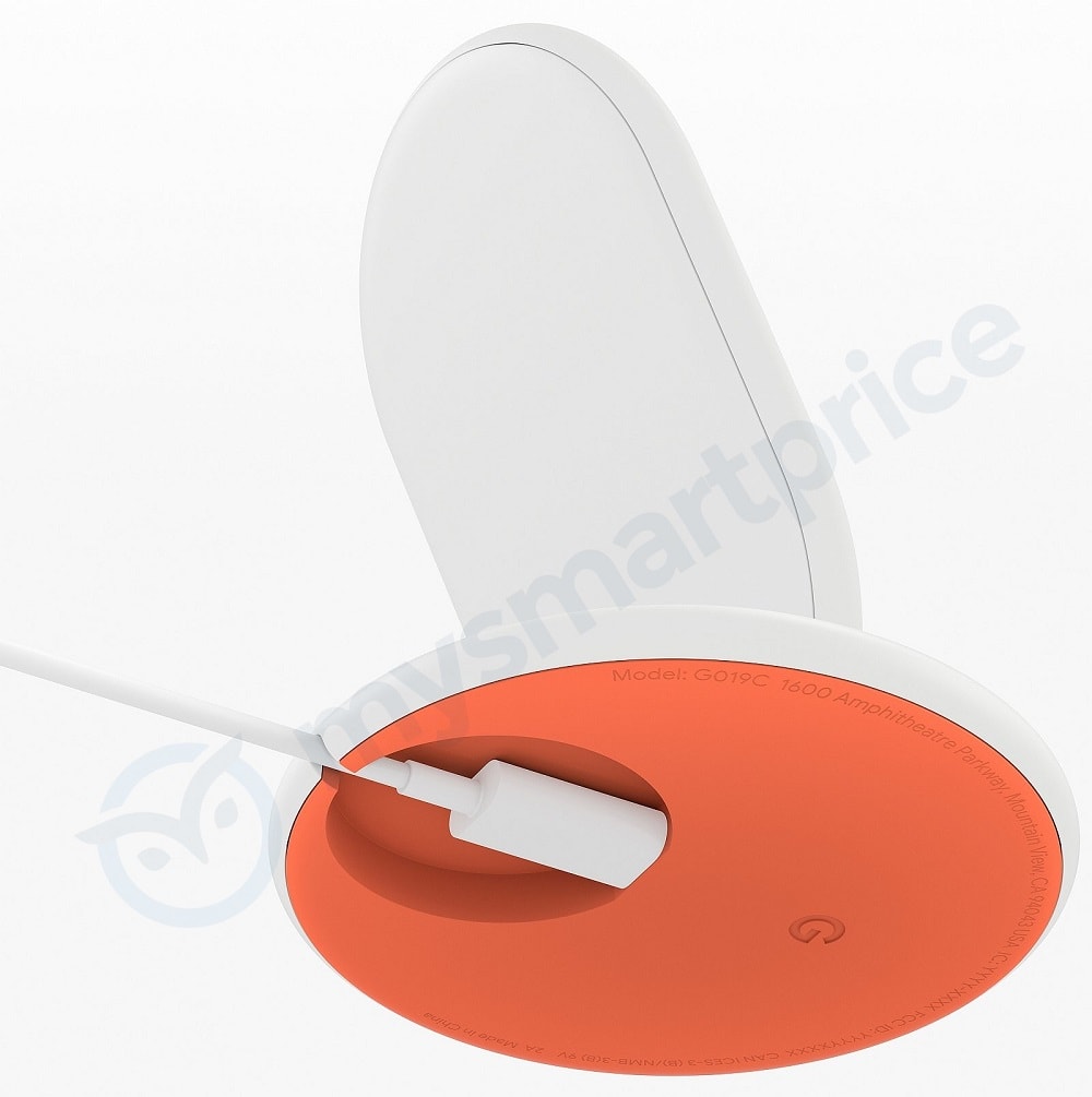Render de la base del Pixel Stand con vista de su cable conector. 