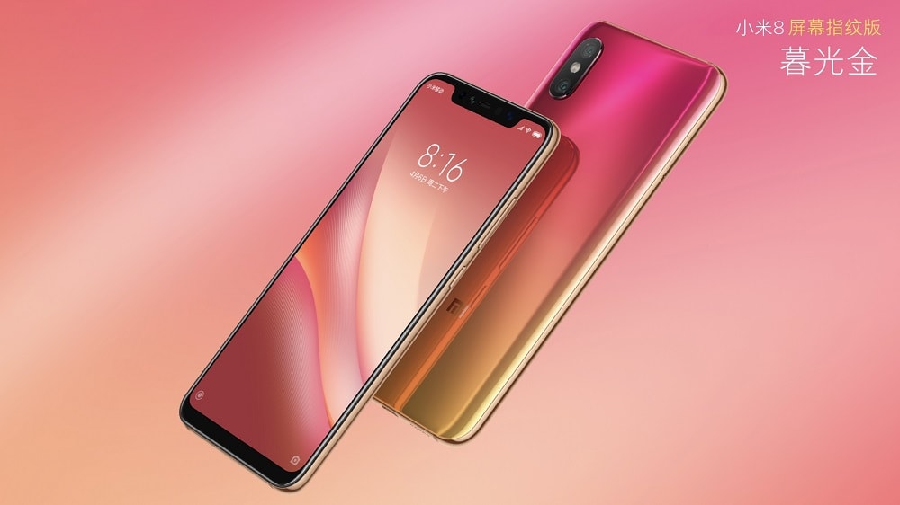 Render oficial del frente y dorso del Xiaomi Mi 8 Pro color "Twilight Gold".