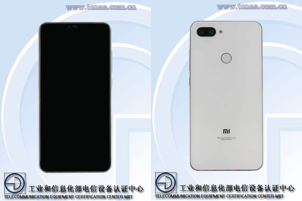 Render frontal y dorsal del Xiaomi Mi 8 Youth publicados por TENAA.