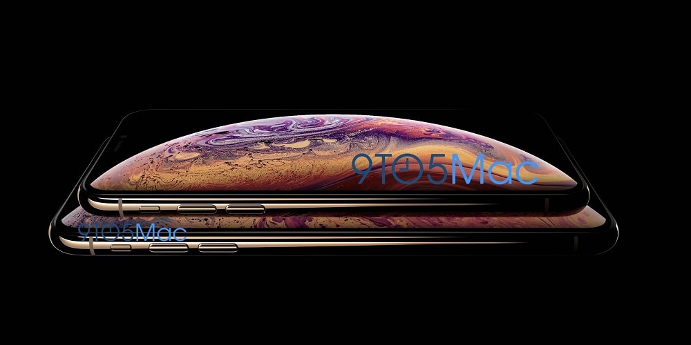 Render filtrado del frente del iPhone Xs y del iPhone Xs Max.