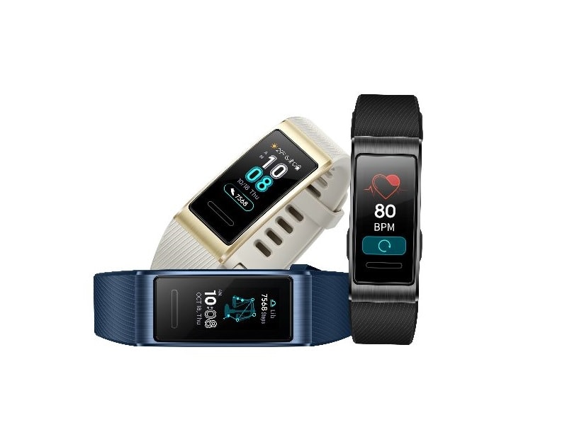 Render oficial de las tres variantes de color Huawei Band Pro 3.