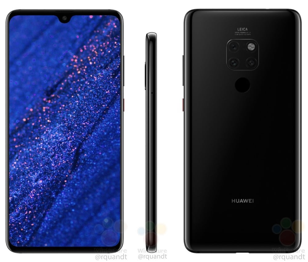 Renders del Huawei Mate 20 con su muesca frontal en forma de gota
