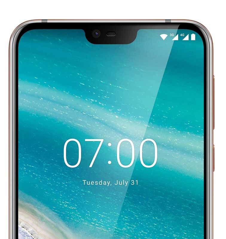 Render oficial de la mitad superior delantera del Nokia 7.1. 