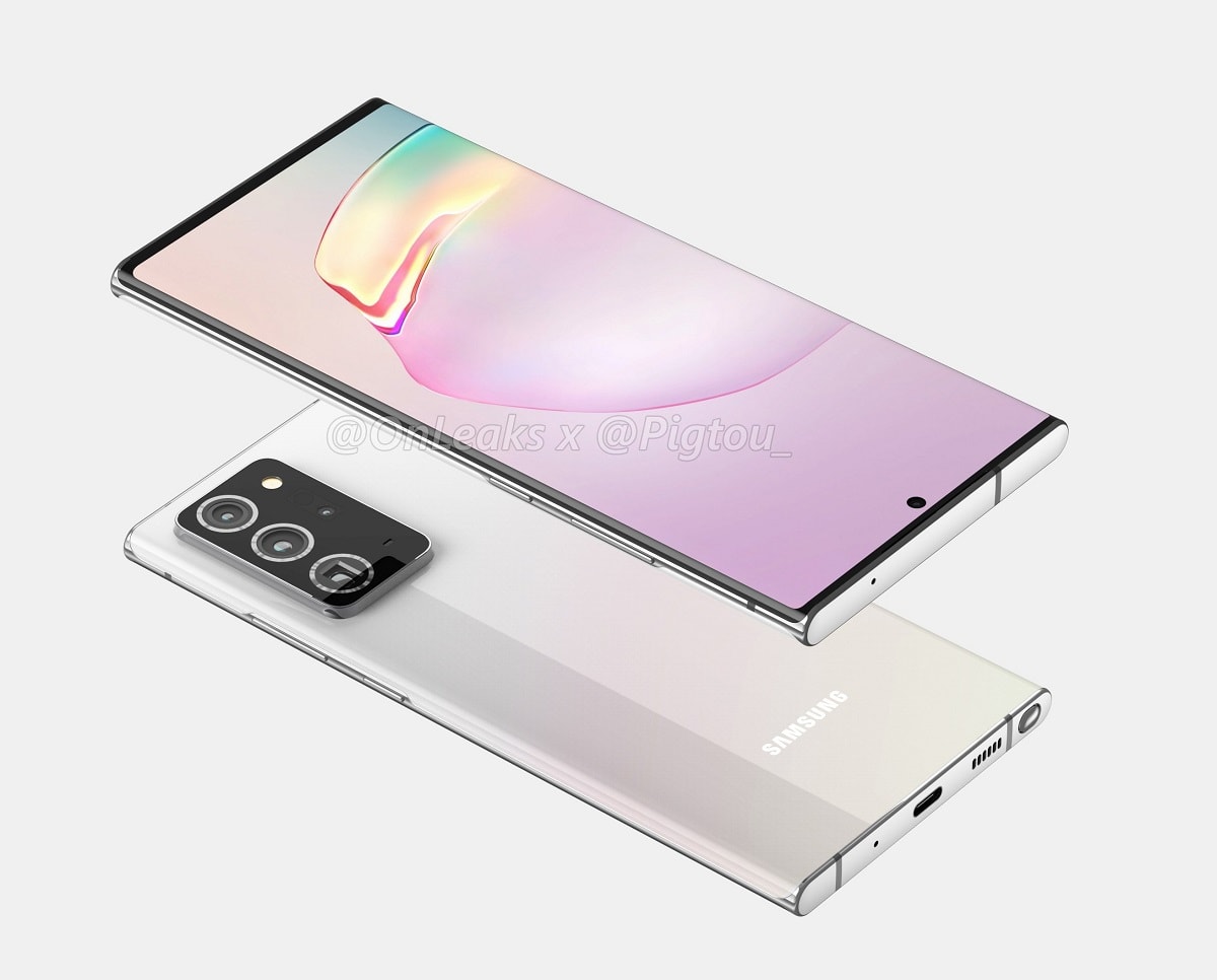 Ahora es el Samsung Galaxy Note 20+ el que aparece en renders 3D
