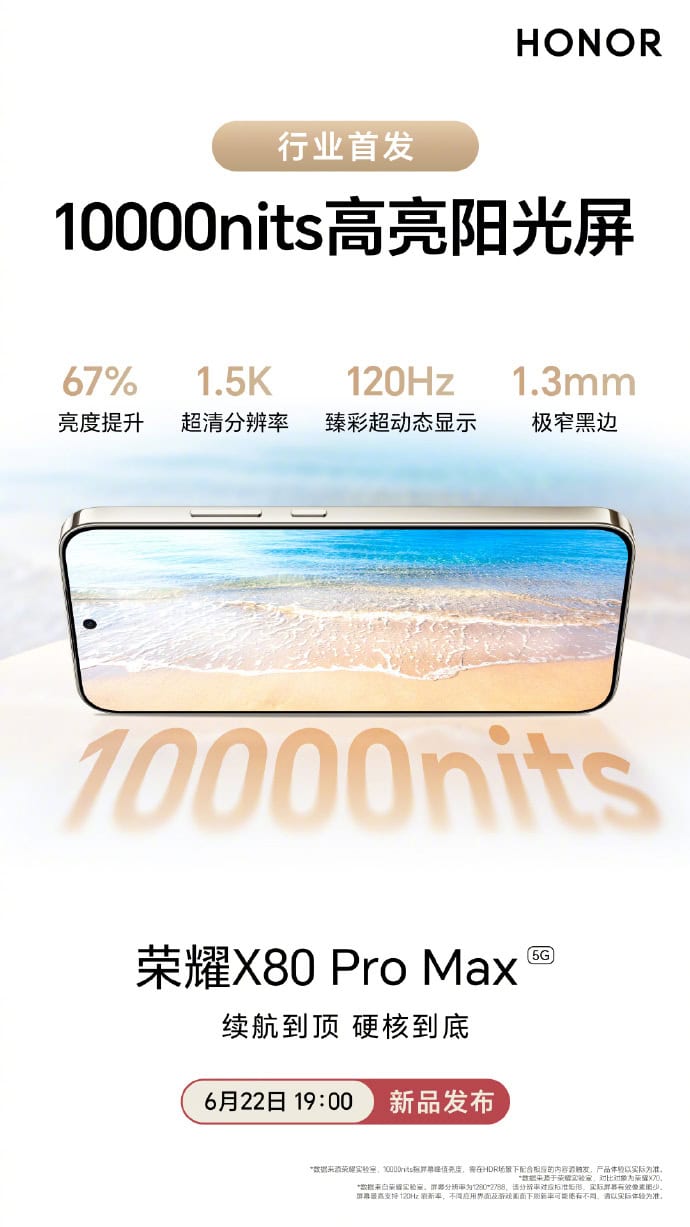 Honor X80 Pro Max 10000 nits